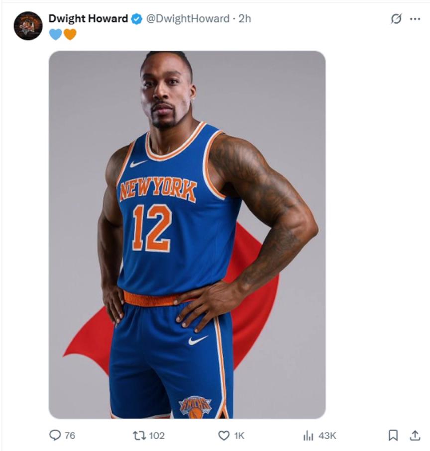 難道說？尼克斯步行者G4賽后 霍華德發(fā)推身披尼克斯戰(zhàn)袍